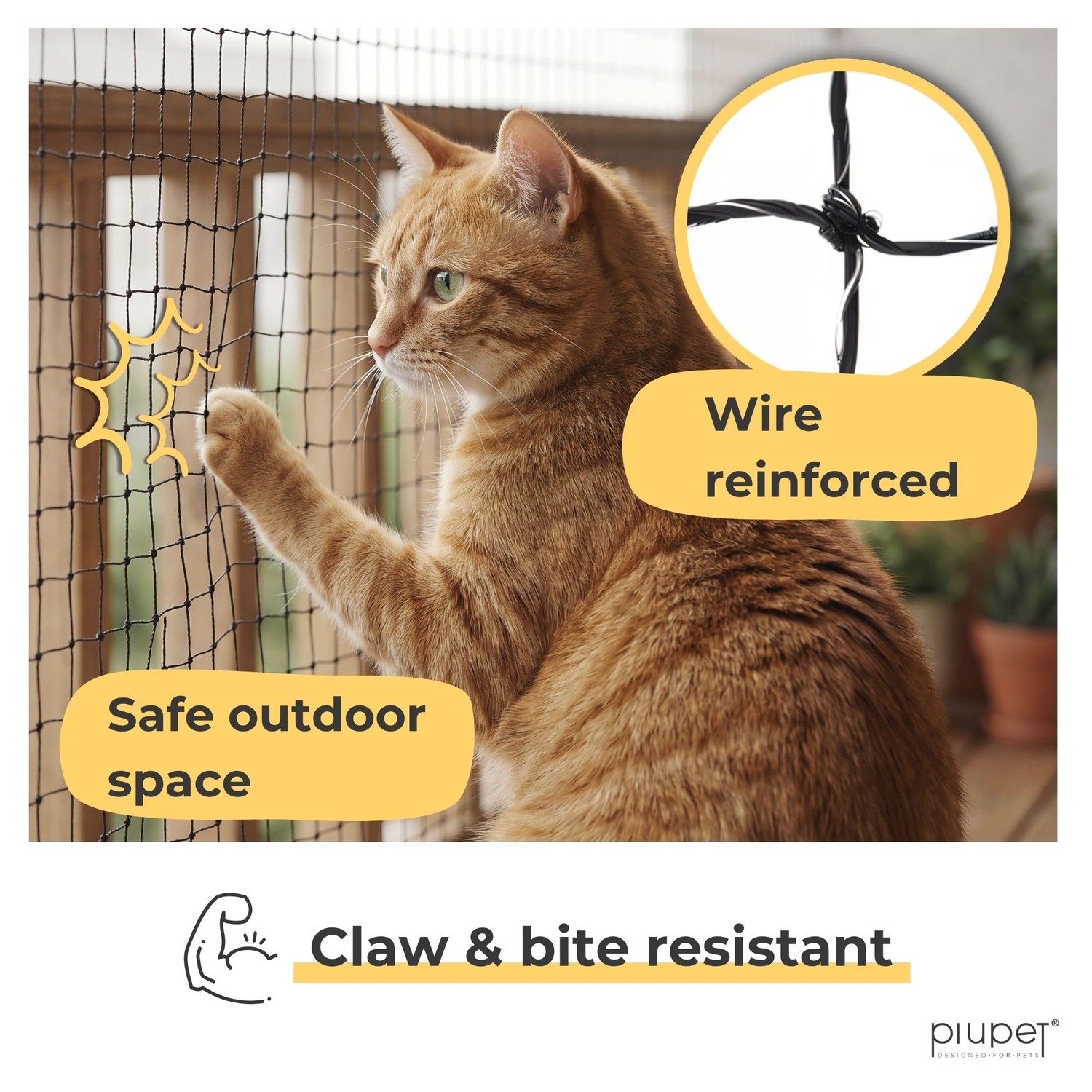Wire Reinforced Cat Safety Net 8m x 3m, detail view