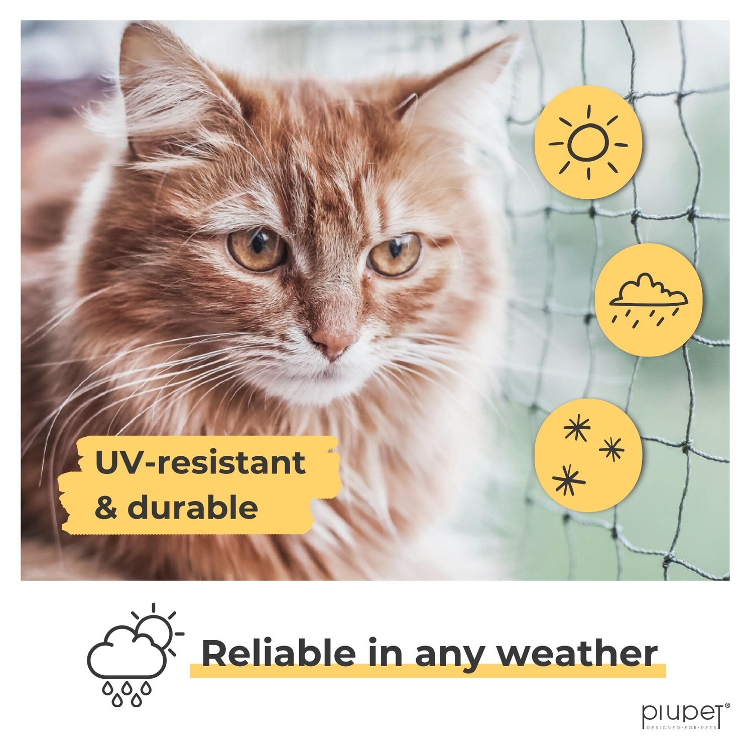 Wire Reinforced Cat Safety Net 8m x 3m, detail view